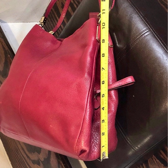 COACH Madison Phoebe Tumbled Red Leather Copper Lining 3 Section Shoulder Bag - Picture 13 of 16